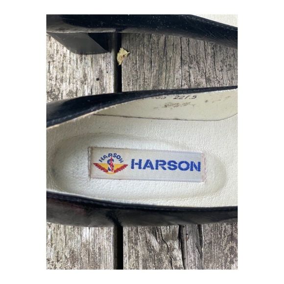 Vintage HARSON Pumps Square Toe Chunk Heel Black Metallic Sz 35.5 - Picture 7 of 13